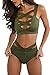 Prograce Women's Sexy Criss Cross High Waisted Bandage 2PCS Bikini Set, M Army Green