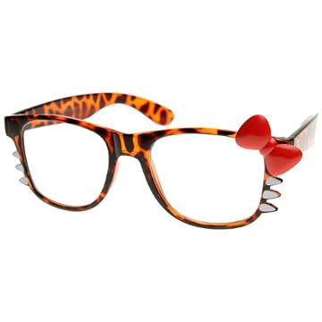 Women’s Hello Kitty Clear Lens Glasses w/ Bow and Whiskers (5 Colors)