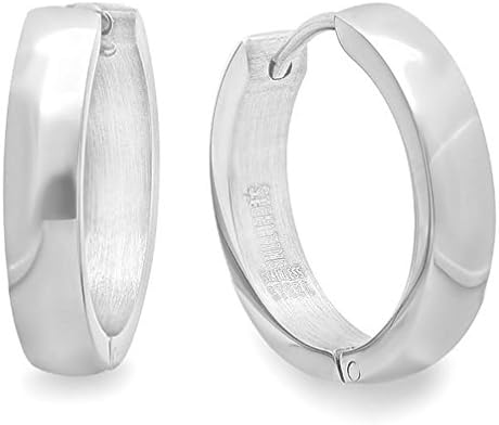 GSG 9 Stainless Steel Round Huggies Hoop Earrings (20mm Diameter)
