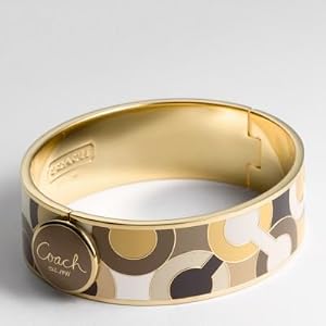 NEW AUTHENTIC COACH 3 4 OP ART SIGNATURE HINGED BANGLE 94749