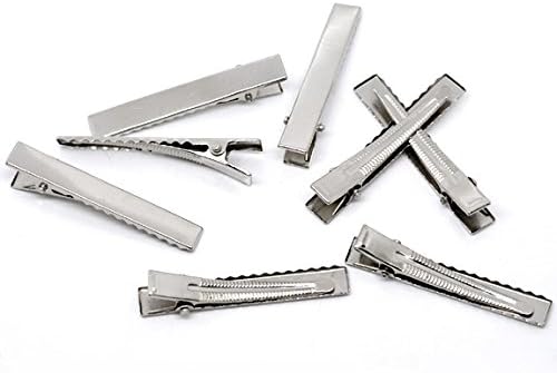 100 Pcs - Silver Tone Prong Hair Alligator Clips 57x9mm, (2 1/4" X 1/3")