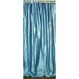 2 Indian Steel blue Silk Sari Drapes Curtains 108 Panels Free Shipp by