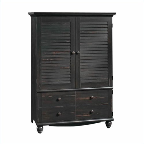 Distressed Antique Paint TV Armoire with Adjustable Shelves