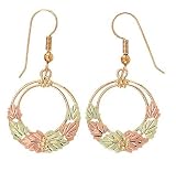 Beautiful! Diamond-cut Yellow-gold Black Hills Gold 6 Leaf Dangle-earrings