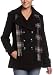 London Fog Women's London Fog Wool Short Double Breasted Peacoat With Scarf