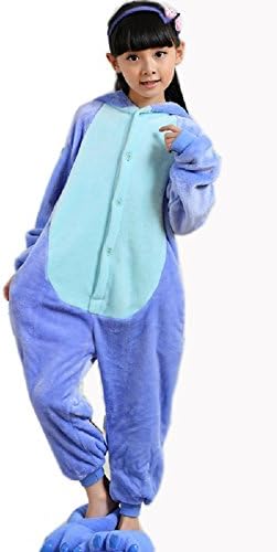 Lucianna Unisex-child's One-piece Cartoon Jumpsuit Sleepwear Pajamas Animal Onesie Halloween Cosplay Costume Loungewear Blue Stitch M