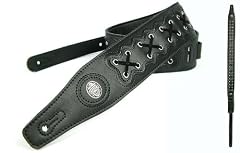 Black 'Biker Series' Leather Guitar Strap for Electric/Acoustic/Bass Guitar