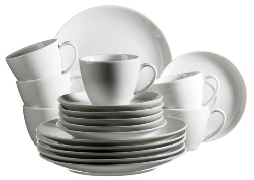 Domestic 920496 Barca Porzellan Kaffeeservice 18-teilig mit je 6 Tassen, Untertassen, Dessertteller