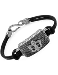 HELLMUTH Synthetic Leather 3.8 CTW Color Black Opaque Diamond and 0.26 CTW Color G-H I1 Diamond Women Bracelet. Length 7.5 in. Total Item weight 16.2 g.