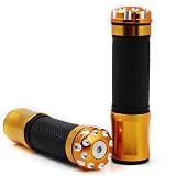 Dual Sport Moto Black Rubber Gel Handlebar Mount Gear Grips 7 8 Golden CNC Billet Bar... by Astra Security