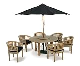 ATLAS PREMIUM TEAK OUTDOOR DINING SET WITH 6 CHAIRS (BLACK) - FULLY ASSEMBLED