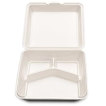 Enviroware GFHC9-3-200W 9-Inch Hinged Biodegradable  Wheat Color 3 Compartment Container 100-Pack (Case of 2)