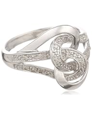 Sterling Silver Ribbon Diamond Ring (0.05 cttw, I-J Color, I2-I3 Clarity)