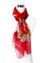 Chiffon Butterfly Print on Red - Silk Long Scarf 21" x 68"