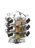 Revolving Carousel 12 Glass Bottle Spice / Herb Rack in Chrome