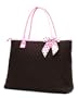 Belvah Large Quilted Tote Bag - Pink & Chocolate Brown