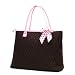 Belvah Large Quilted Tote Bag - Pink & Chocolate Brown