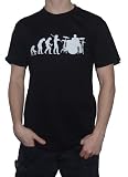 Ape to Drummer (with drum kit) T-Shirt - Evolution of Man T-Shirt (black) (Medium)