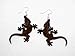 Brown Thick Gecko Lizard Wooden Earrings title=