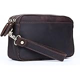 Polare Real Leather Men Purse Wallet Clutch Pouch Handbag Wrist Bag Shoulder Bag