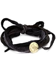 Mizuki 14k Gold Monogram Letter "Z" Button on Ombre Silk Bracelet