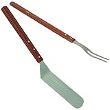 Set of 21" BBQ / Grill Turner and Fork with Extra Long Wooden Handle