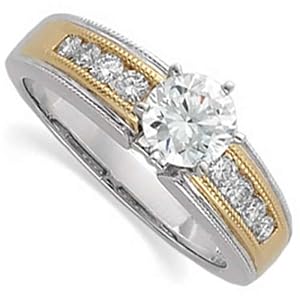 14Kt Two Tone Diamond Engagement Ring (Center stone is not included)