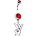 Playboy Bunny Hollow Logo Charm Ruby Red Eye Gem Belly Ring