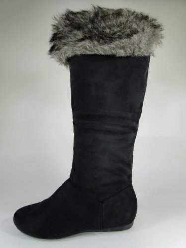 New Womens Black Cuffed Boots #L32