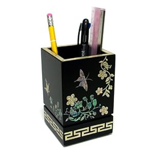 Wooden Wild Flower and Butterfly Pen Box
