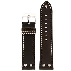 Pilot Watch Band with Rivets Brown 22mm Tech Swiss