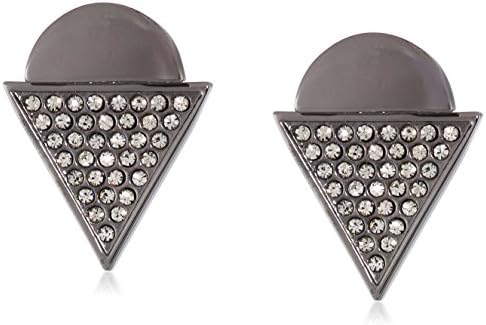 Paige Novick Lola Collection Half Circle and Triangle Shiny Gunmetal Magnetic Stud Earrings