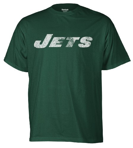 NFL Men's New York Jets Faded Wordmark Tee (Hunter, Medium)