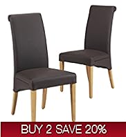 2 Alton Scroll Back Leather Dining Chairs