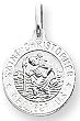 St. Christopher Sterling Silver Medal, 20" Steel Necklace
