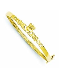 Genuine 14K Yellow Gold 4mm Diamond-Cut Claddagh Hinged Bangle Bracelet 13 Grams Of Gold 100% Satisfaction Guaranteed.