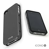 ICONO ARMOUR Gunmetal Premium Ultra Tough Slim Dual Layer Aluminum Metal / Silicon Hybrid Cover for the IPhone 4/4s
