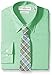 Nick Graham Everywhere Men's Light Solid Dress Shirt with Green Plaid Tie
