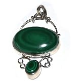 41z6y63qgoL. SL160  Indian Pendant with Chain Silver Melachite Gemstone Jewelry 2 inches