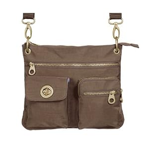 Baggallini Sydney Bagg Gold Hardware Crinkle International Collection Ladies Bag (Mushroom/Caspian Blue)