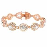 Aristocratic Rose Vermeil (24k Gold over Sterling Silver) Gold Simulated Diamond cz Teardrop Tennis Bracelet