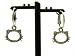 Hello Kitty Outline Heads Charm Hoop Earrings with Crystals Silver Tone