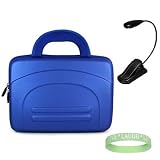 Blue Eva Amazon Kindle DX Hardshell Carrying Case + Black Ebook Reader Light + Live*Laugh*Love Wrist Band!!! (Kindle DX Not Included)