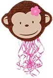 Pink Mod Monkey Pull-String Pinata Party Supplies (Pink)