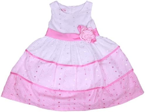 Jessica Ann Girl's Pink & White Eyelet Dress (2T, Pink/White)