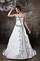 Hochzeits-shop-hamburg WD0901 Schulterfreies Brautkleid mit Schnürung u. Schleppe bestickt