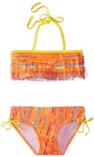 Pink Platinum Big Girls'  Tassle Bikini, Orange, 10/12