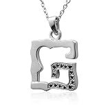 41z77rwKraL. SL160  Mens Sterling Silver Alphabet Initial Letter G Black Diamond Pendant Necklace 0.11 carat