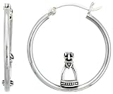 Sterling Silver 1 1/8" (28mm) Stirrup Hoop Earrings