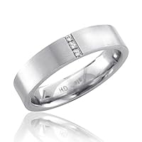 Stainless Steel Diamond Band Ring (H, SI, 0.02 carat)-Band Width:5mm